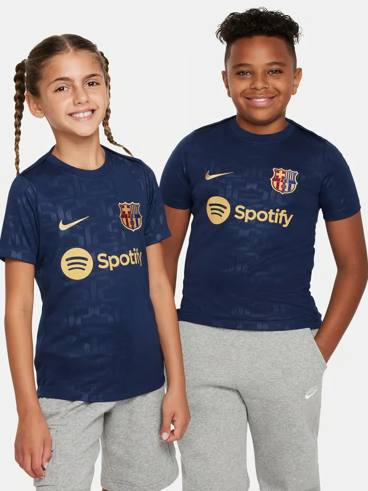Camiseta de prematch de casa de niño FC Barcelona 2024/25