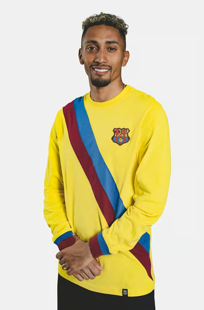 Camiseta Retro de Fuera FC Barcelona 1974/75 de Manga Larga para Niño