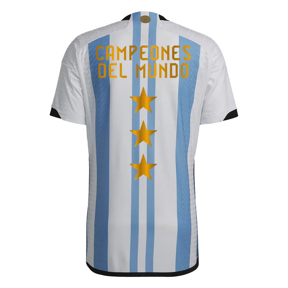 Argentina Camiseta Champions Versión Jugador de Local Mundial 2022 - 3 Estrellas