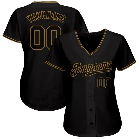 Camiseta de béisbol auténtica personalizada negra dorada negra antigua - Imagen 5