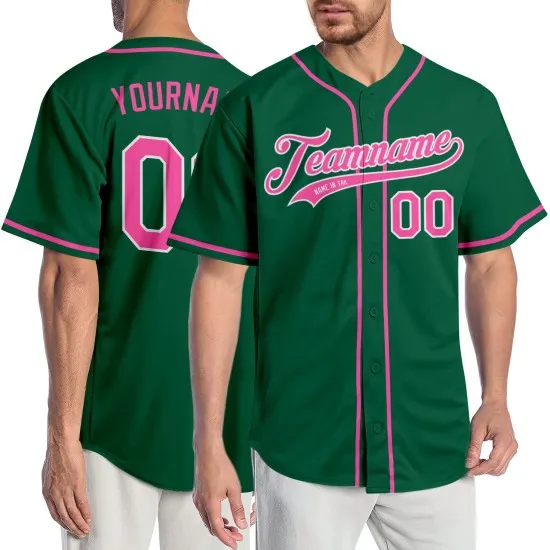 Camiseta de béisbol auténtica Kelly rosa y blanca personalizada