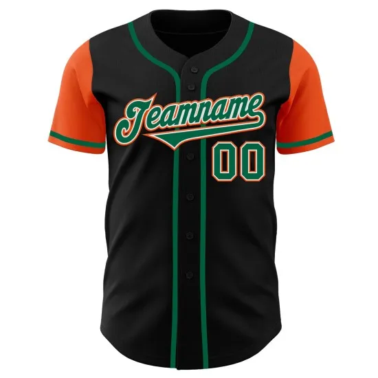 Camiseta de béisbol Two Kelly personalizada en tono verde-naranja y negro auténtica - Imagen 5