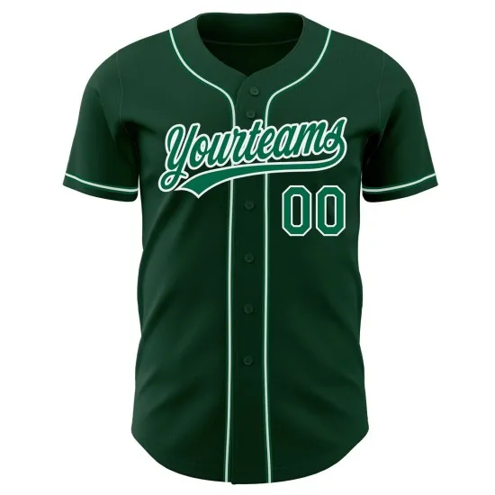 Camiseta de béisbol auténtica Green Kelly, personalizada en verde y blanco - Imagen 5