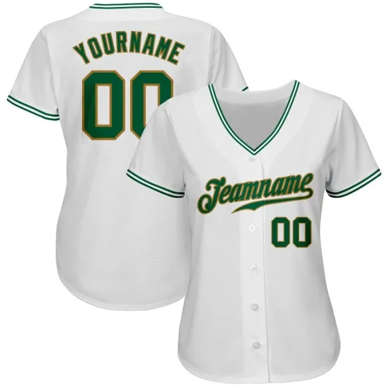 Camiseta de béisbol auténtica White Kelly personalizada dorada y verde antigua - Imagen 5
