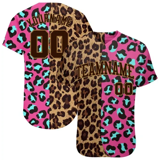 Camiseta de béisbol con diseño personalizado auténtico de leopardo 3D