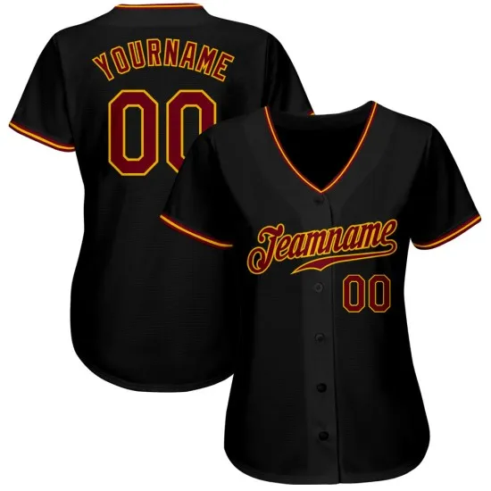 Camiseta de béisbol carmesí-dorada negra personalizada auténtica - Imagen 4