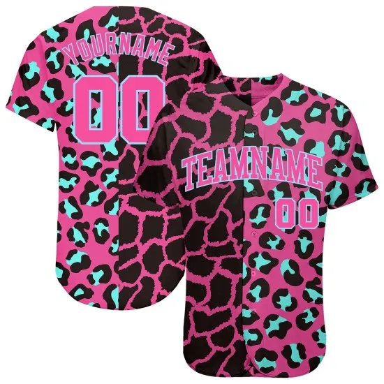 Camiseta de béisbol con estampado de leopardo personalizado, diseño auténtico en 3D