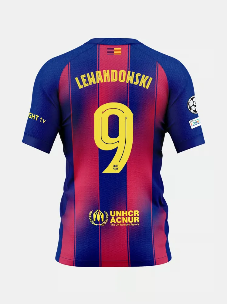 Camiseta Local UCL del FC Barcelona 2025/26 para Mujer - LEWANDOWSKI #9